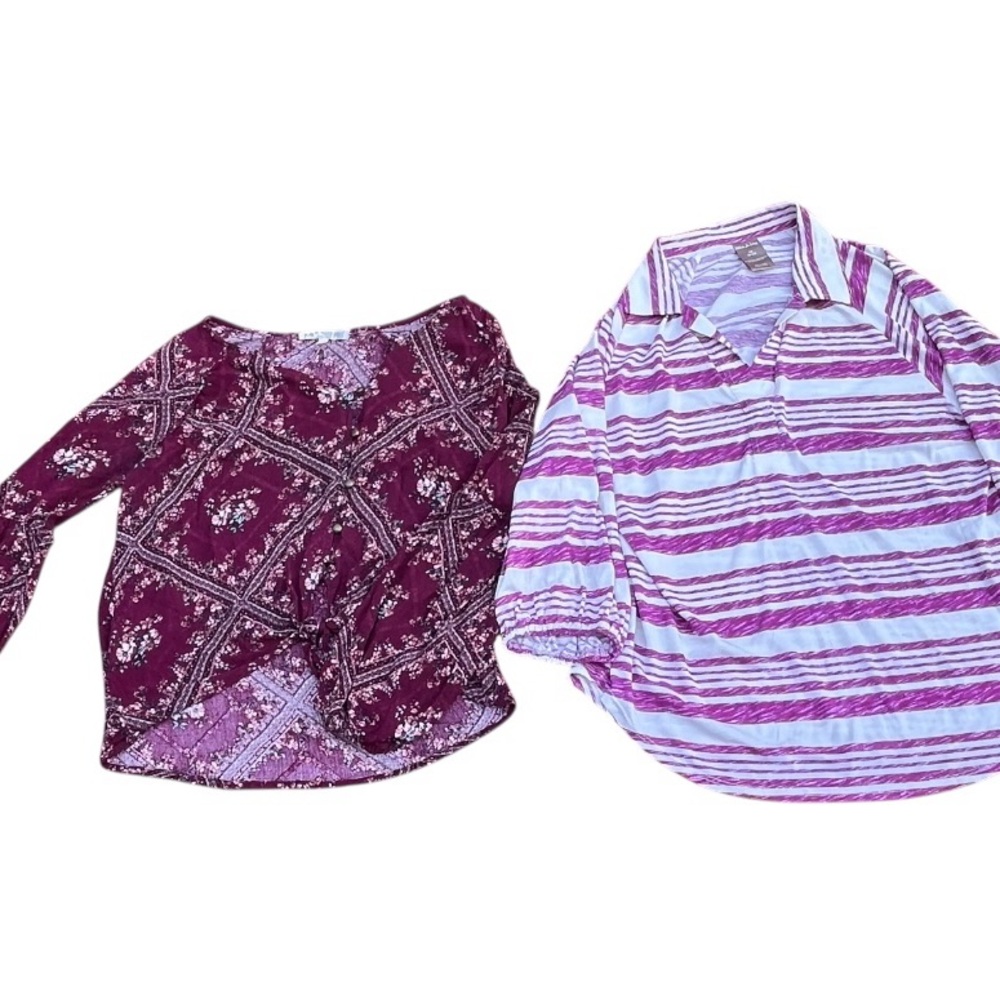 Two Women’s Lot Of Medium Pullover Tops Assorted Brands And Colors